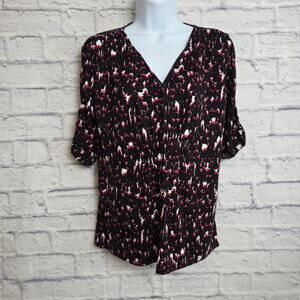 🌼Talbots Ladies Top Size Medium V Neck Gathered Waist and Sleeves